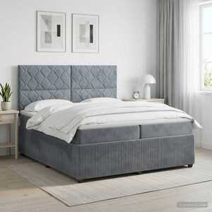 Imagine vidaXL Pat boxspring cu saltea Gri închis 200 x 200 cm Catifea