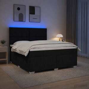 Imagine vidaXL Pat boxspring cu saltea Negru 140 x 190 cm Țesătură