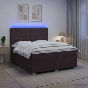 Imagine vidaXL Pat boxspring cu saltea Maro închis 200 x 200 cm Țesătură