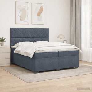 Imagine vidaXL Pat boxspring cu saltea Gri închis 200 x 200 cm Catifea