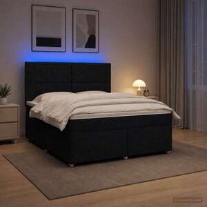 Imagine vidaXL Pat boxspring cu saltea Negru 140 x 190 cm Țesătură
