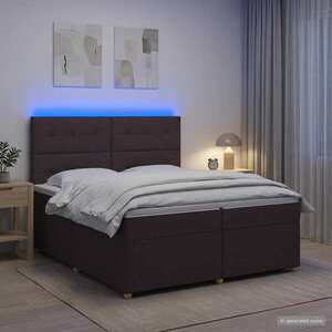 Imagine vidaXL Pat boxspring cu saltea Maro închis 200 x 200 cm Țesătură