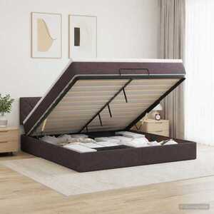 Imagine vidaXL Pat ottoman cu saltea Maro închis 140 x 200 cm Țesătură