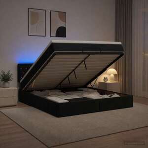 Imagine vidaXL Pat Ottoman cu Saltea și LED Negru 140 x 190 cm Catifea