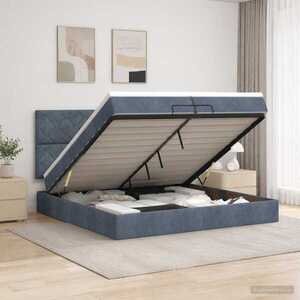 Imagine vidaXL Pat ottoman cu saltea Gri închis 200 x 200 cm Catifea