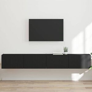 Imagine vidaXL Dulap TV de perete 2 buc. Negru Lemn prelucrat