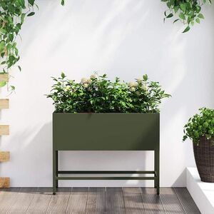 Imagine vidaXL Ghiveci ridicat pentru grădină Olivengrønn 60 x 26 x 45 cm Oțel