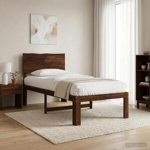 Imagine vidaXL Cadru de pat single cu tablie ROSTOCK Maro închis 90 x 190 cm