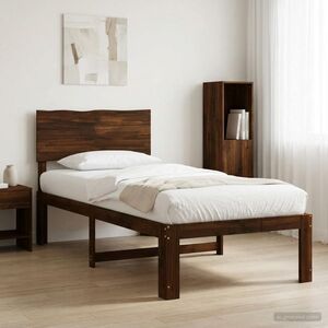 Imagine vidaXL Cadru de pat single cu tablie ROSTOCK Maro închis 80 x 200 cm