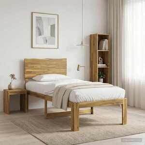 Imagine vidaXL Cadru de pat single cu tablie ROSTOCK Alb 100 x 200 cm
