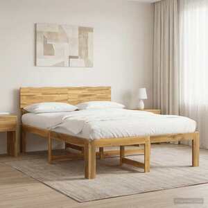 Imagine vidaXL Cadru de pat dublu cu spătar ROSTOCK Alb 135 x 190 cm