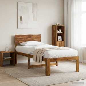 Imagine vidaXL Cadru de pat single cu tablie ROSTOCK natural 90 x 200 cm