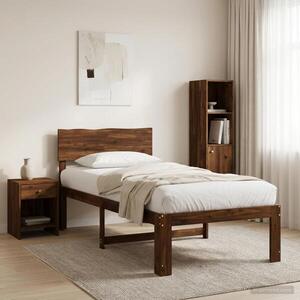 Imagine vidaXL Cadru de pat single cu tablie ROSTOCK Maro închis 100 x 200 cm
