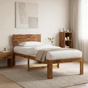 Imagine vidaXL Cadru de pat single cu tablie ROSTOCK natural 100 x 200 cm