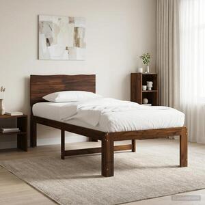 Imagine vidaXL Cadru de pat single cu tablie ROSTOCK Maro închis 75 x 190 cm