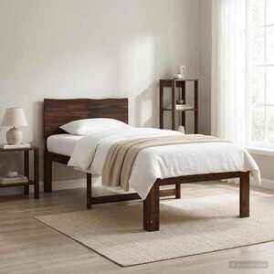 Imagine vidaXL Cadru de pat single cu tablie ROSTOCK Maro închis 90 x 200 cm