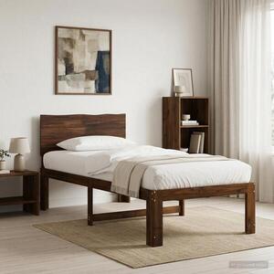 Imagine vidaXL Cadru de pat single cu tablie ROSTOCK Maro închis 75 x 190 cm