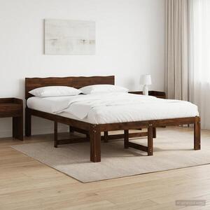 Imagine vidaXL Cadru de pat dublu cu spătar ROSTOCK Maro închis 135 x 190 cm