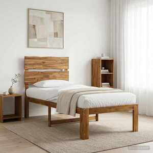 Imagine vidaXL Cadru de pat single cu tablie ROSTOCK natural 90 x 190 cm