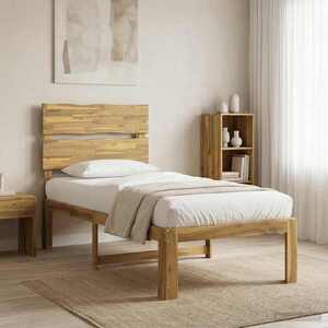 Imagine vidaXL Cadru de pat single cu tablie ROSTOCK Alb 90 x 200 cm
