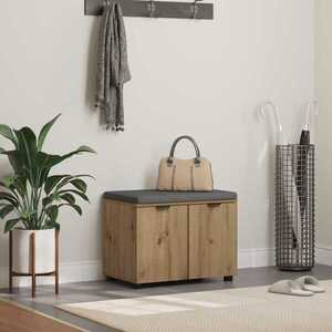 Imagine vidaXL Bancă pentru pantofi cu pernă Stejar Artizanal 60 x 38 x 46 cm