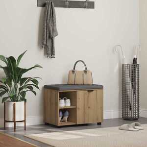 Imagine vidaXL Bancă pentru pantofi cu pernă Stejar Artizanal 60 x 38 x 46 cm