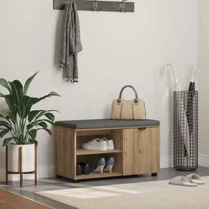 Imagine vidaXL Bancă pentru pantofi cu pernă Stejar Artizanal 80 x 38 x 46 cm