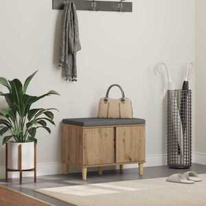 Imagine vidaXL Bancă pentru pantofi cu pernă Stejar Artizanal 60 x 38 x 46 cm