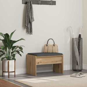Imagine vidaXL Bancă pentru pantofi cu pernă Stejar Artizanal 63 x 38 x 40 cm