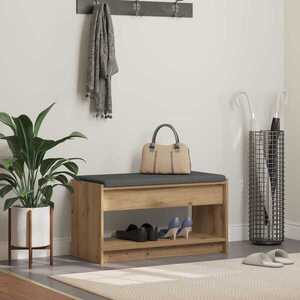 Imagine vidaXL Bancă pentru pantofi cu pernă Stejar Artizanal 83 x 38 x 45 cm