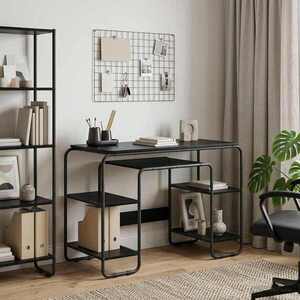 Imagine vidaXL Birou cu spațiu de depozitare Stejar Negru 113.5 x 52 x 75.5 cm