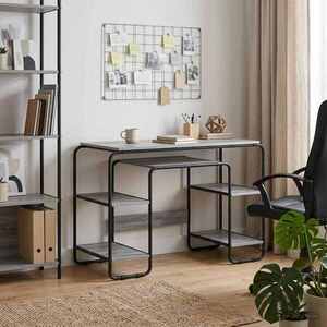 Imagine vidaXL Birou cu spațiu de depozitare Sonoma gri 113.5 x 52 x 75.5 cm