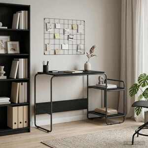 Imagine vidaXL Birou cu spațiu de depozitare Stejar Negru 131.5 x 50 x 75.5 cm