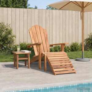 Imagine vidaXL Scaun Adirondack de grădină cu suport pentru picioare natural