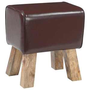 Imagine vidaXL bancă 40 x 30 x 45 cm Piele Naturală Maro închis