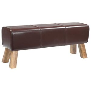 Imagine vidaXL bancă 110 x 30 x 45 cm Piele Naturală Maro închis