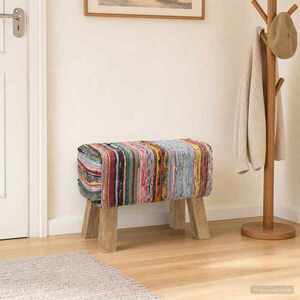 Imagine vidaXL bancă 60 x 30 x 45 cm Piele Naturală Multicolour
