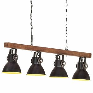 Imagine vidaXL Lampă suspendată industrială, negru, lemn de mango, E27