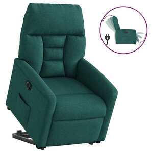 Imagine vidaXL Fotoliu electric rabatabil cu ridicare, verde închis, textil