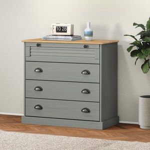 Imagine vidaXL Comodă cu sertare VIGO, gri, 80x40x76 cm, lemn masiv de pin
