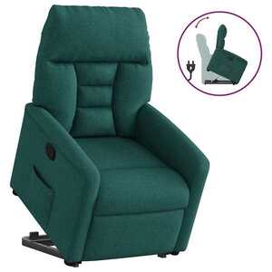 Imagine vidaXL Fotoliu rabatabil ridicare pe verticală, verde închis, textil