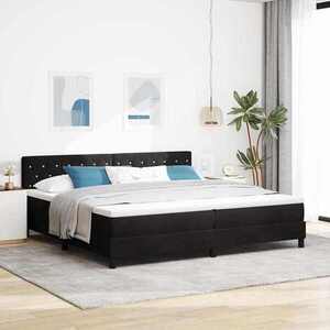 Imagine vidaXL Pat cu arcuri cu saltea cu headboard Negru 200 x 200 cm Catifea