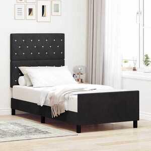 Imagine vidaXL Pat cu arcuri cu headboard Negru 100 x 200 cm Catifea