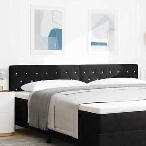Imagine vidaXL Tăblie LED cu benzi LED cu headboard Negru 200 cm Catifea