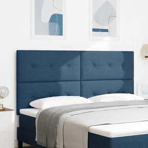 Imagine vidaXL Tăblie LED cu benzi LED cu headboard albastru 180 cm țesătură