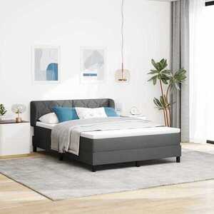 Imagine vidaXL Pat cu arcuri cu headboard Gri închis 140 x 190 cm țesătură
