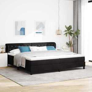Imagine vidaXL Pat cu arcuri cu saltea cu headboard Negru 200 x 200 cm Catifea