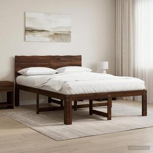 Imagine vidaXL Cadru de pat dublu cu spătar ROSTOCK Maro închis 135 x 190 cm