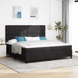 Imagine vidaXL Pat cu arc LED cu saltea Negru 200 x 200 cm Catifea