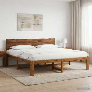 Imagine vidaXL Cadru de pat dublu cu spătar ROSTOCK natural 193 x 203 cm